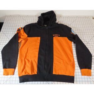 Hot Topic Naruto Shippuden Full Zip Hoodie Size L Black Orange VTG 2002 Anime
